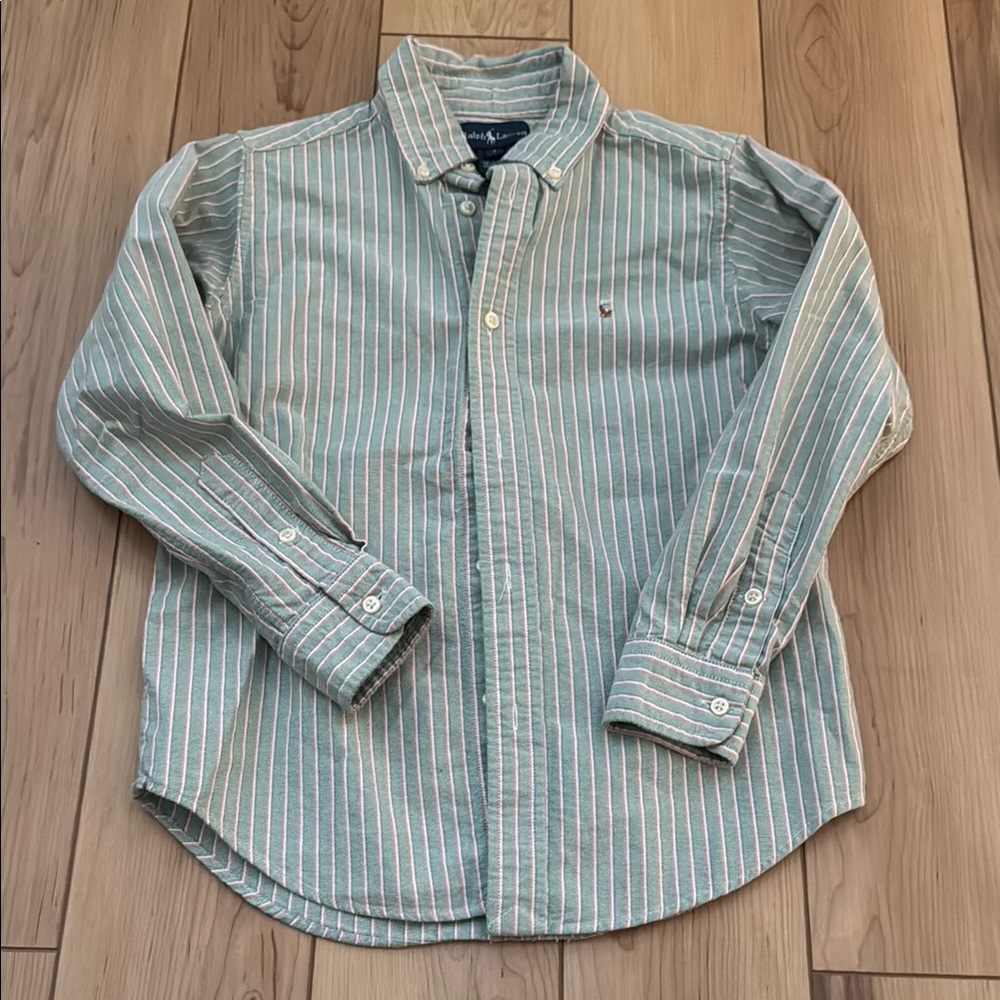 Ralph Lauren Green Striped Button Down Shirt